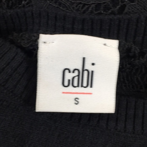 Cabi Black Knit Lacey Back Sweater Womens Small‎ Crew Neck Pullover - Picture 5 of 9